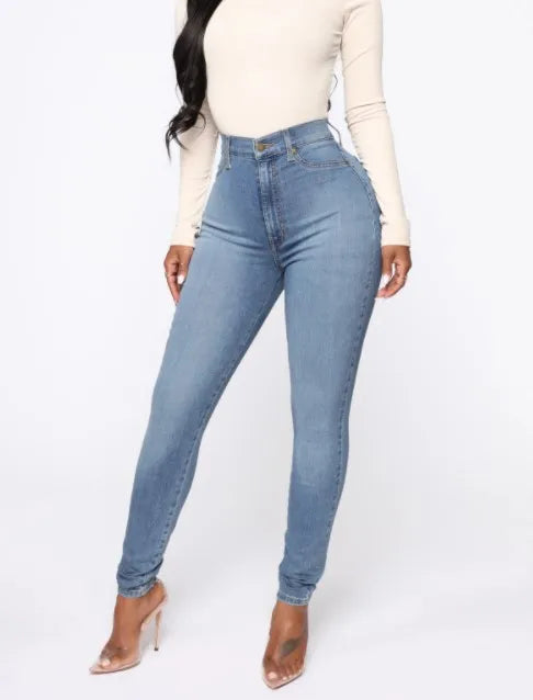 Damen High-Waist Denim-Bleistifthose – Streetstyle trifft Komfort